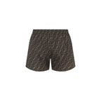 Brown Polyester Swim Shorts
