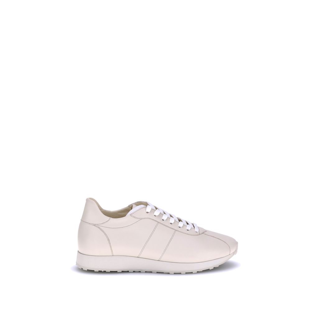 Cream Calf Leather Bos Taurus Low Top Sneakers