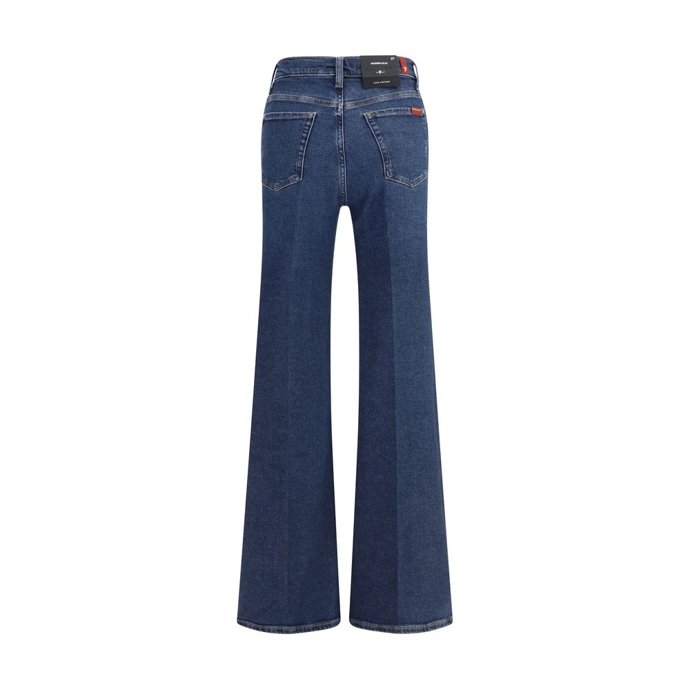 Blue Cotton Flared Jeans