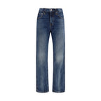 Blue Cotton High-Waisted Jean