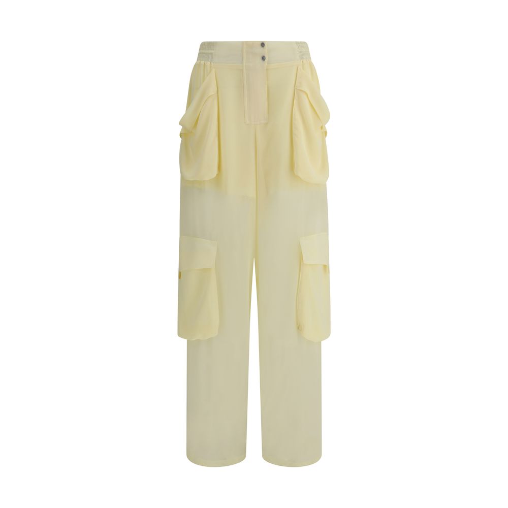 Yellow Polyester Cargo Pants