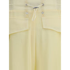 Yellow Polyester Cargo Pants