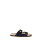 Black Calf Leather Bos Taurus Flat Sandals