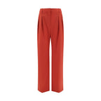 Red Fleece Wool Flared Pants