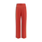 Red Fleece Wool Flared Pants
