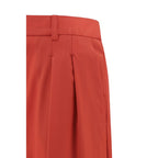 Red Fleece Wool Flared Pants