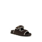 Brown Fabric Sandals