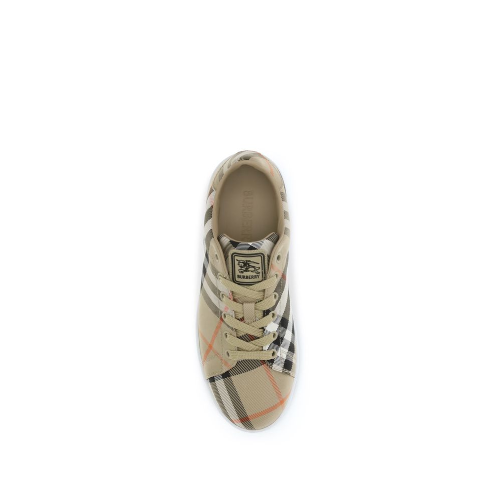 Beige Cotton Low Top Sneakers