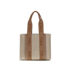 Beige Linen Shoulder Bag