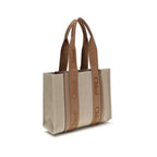 Beige Linen Shoulder Bag