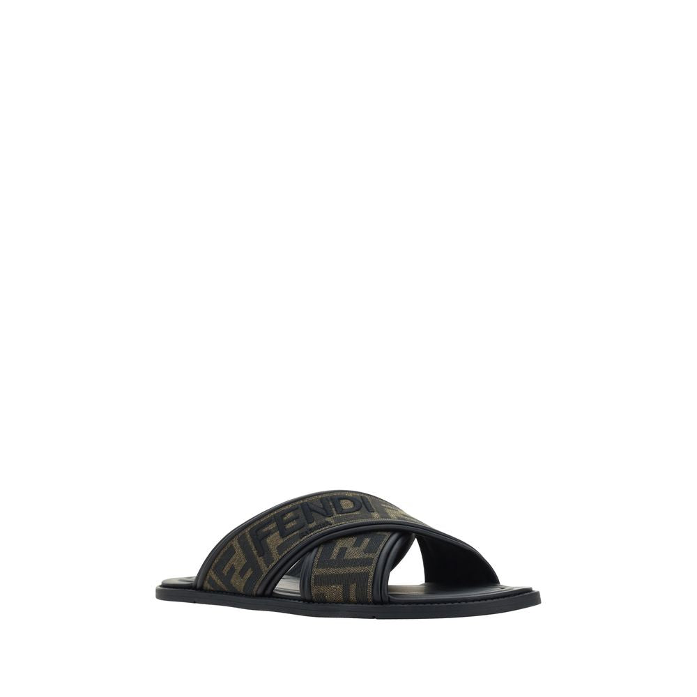 Black Rubber Flat Sandals