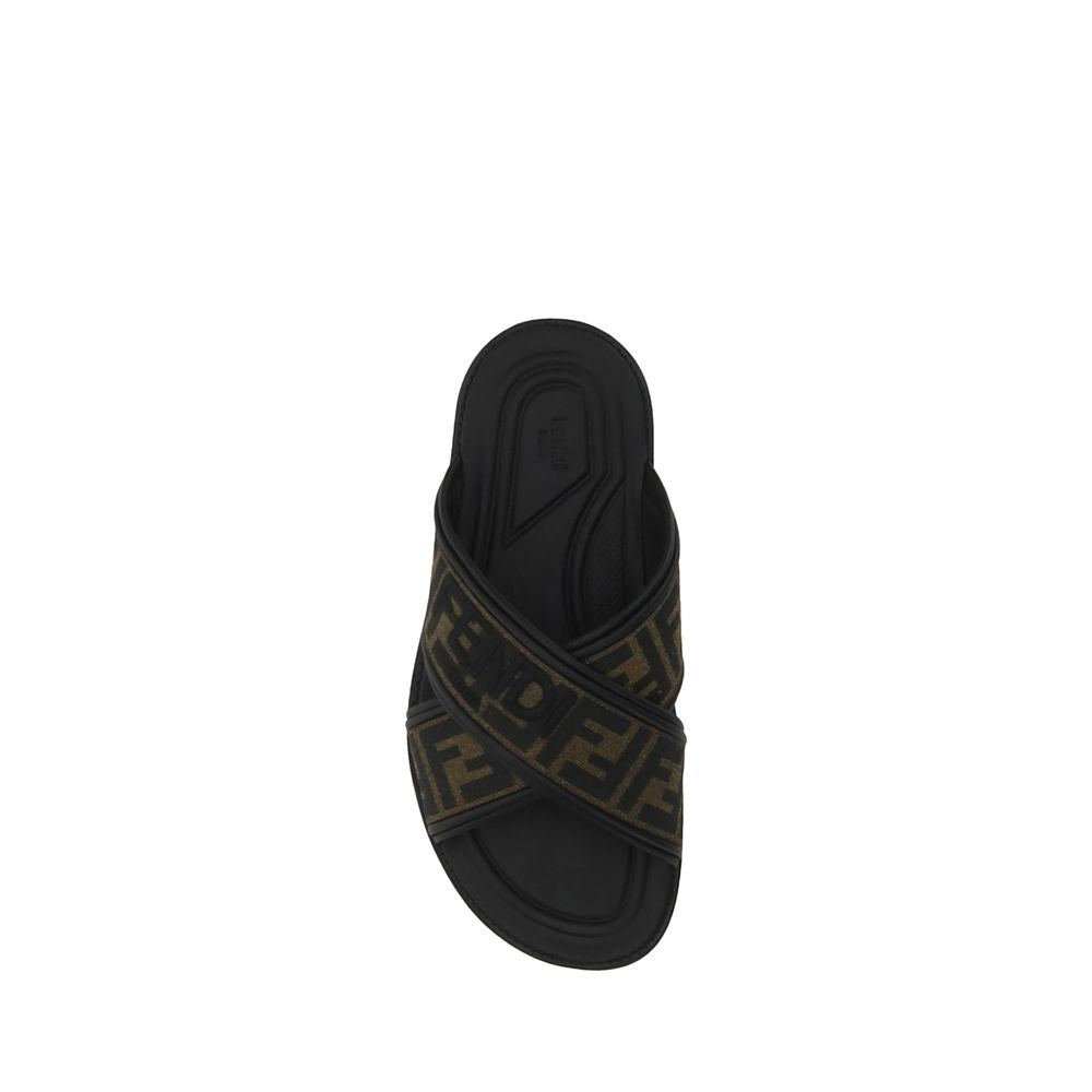 Black Rubber Flat Sandals