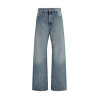 Blue Cotton Straight-Leg Jeans
