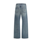 Blue Cotton Straight-Leg Jeans