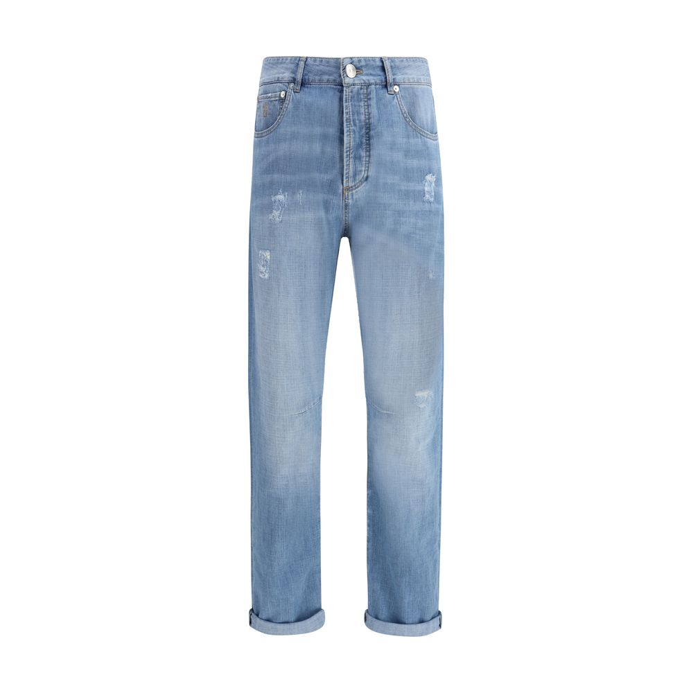 Blue Cotton Relaxed Fit Jeans